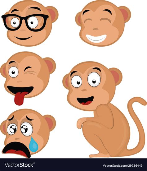Monkey Emoticon In Various Royalty Free Vector Image