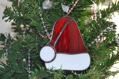 Stained Glass Santa Hat Ornament Santa Hat Decoration Etsy