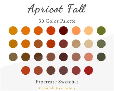 Apricot Fall Color Swatches Procreate Color Palette Instant Download