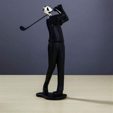Chunshenn Golf Sports Sculpture Modern Abstract Black Resin