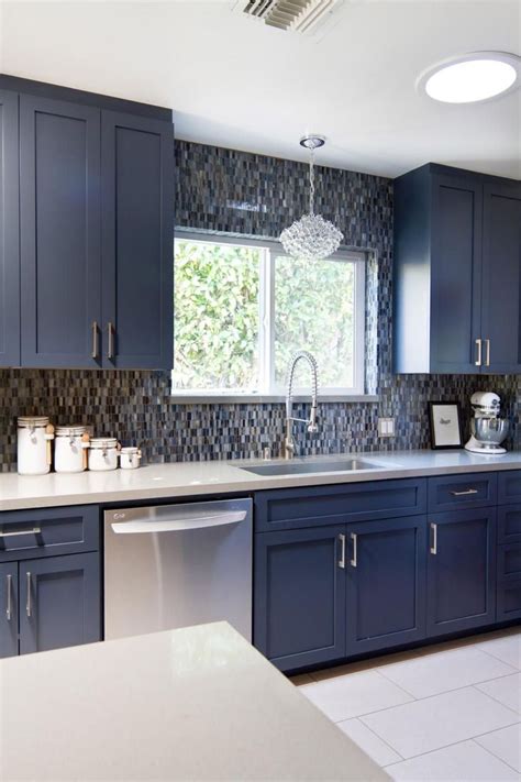 Blue - terrible backsplash | Blue kitchen designs, Kitchen cabinet
