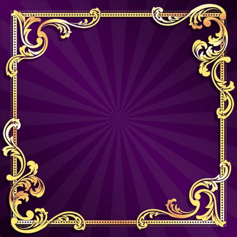 Golden Frame With Purple Background Vector 01 Free Download