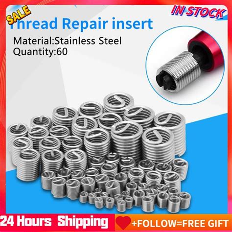 Var 9/16''x20tpi pedal thread repair kit. In stock 】60pcs Stainless Steel Thread Repair Kit Thread ...