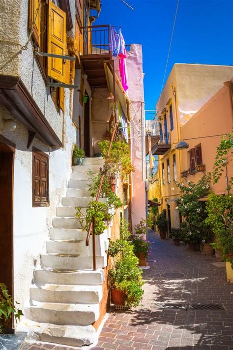 Street In The Old Town Of Chania Crete Greece Editorial Image