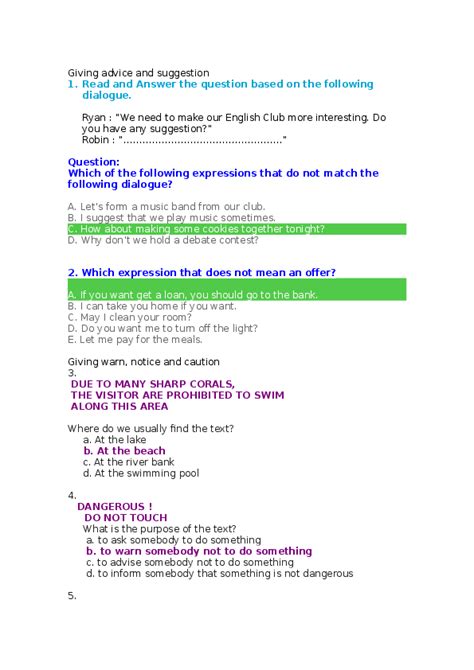 Expressing suggestion atau advice adalah ungkapan yang digunakan untuk memberikan nasehat, wejangan atau saran kepada orang lain. Contoh Dialog Asking And Giving Advice - Barisan Contoh
