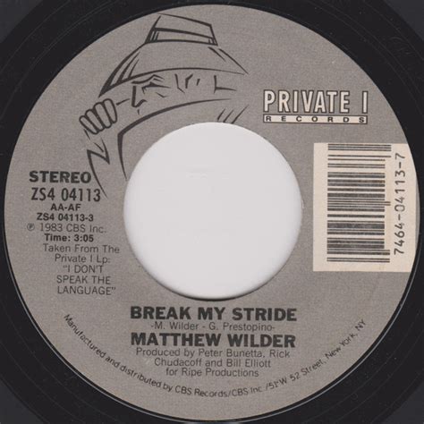 Matthew Wilder Break My Stride 1983 Carrollton Pressing Vinyl