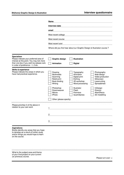 Interview Questionnaire Sample Templates At