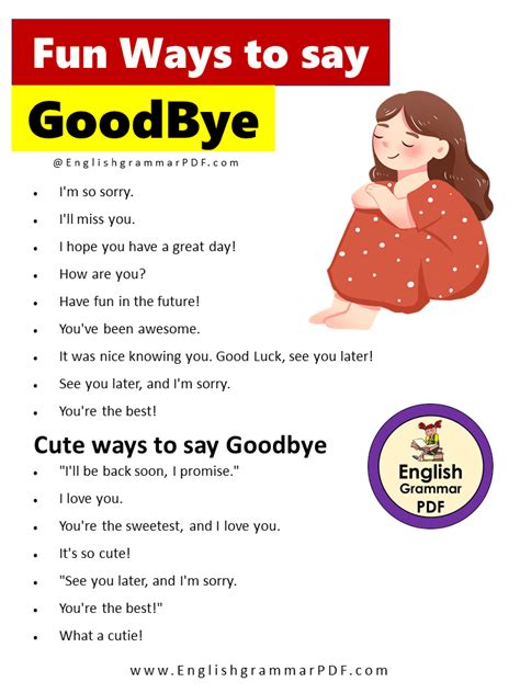 Ways To Say Goodbye Romantic Funny Creative English Grammar Pdf