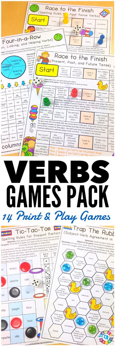 Verbs Games Regular Irregular Past Present Future Tense Action Verbs More Teaching