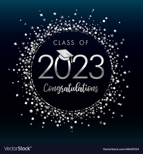 Class Of 2023 Congratulations On A Black Circle Vector Image