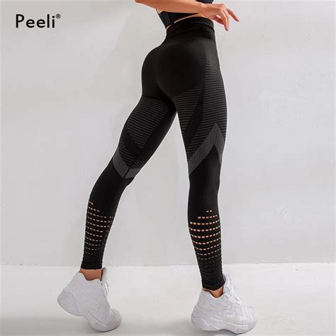 Peeli High Waist Seamless Leggings Yoga Pants Push Up Fitness Tight