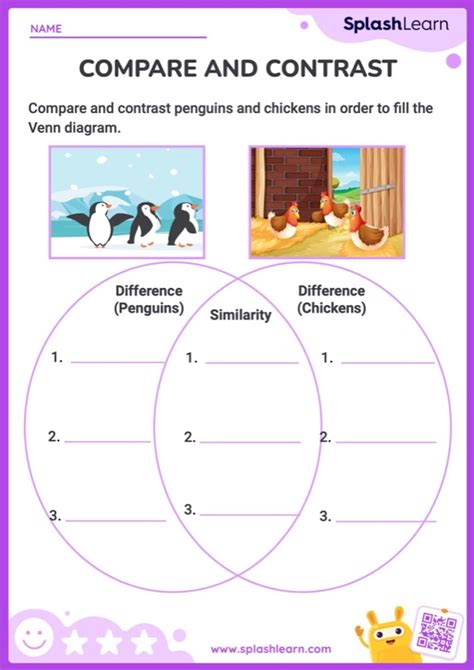 Compare And Contrast With Venn Diagrams Ela Worksheets Splashlearn