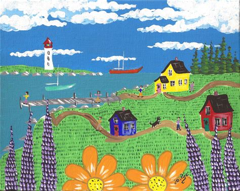 Original Folk Art Painting Nova Scotia Folk Art Martitime Nautical Wall