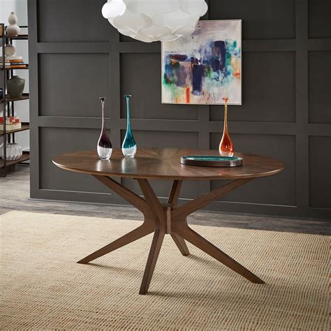 Rondo Walnut Finish Oval Dining Table By Inspire Q Modern Brown