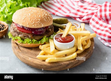 Hamburger And French Fries