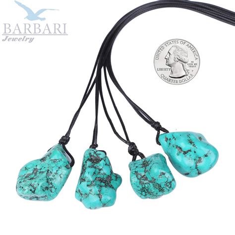 Raw Turquoise Crystal Necklace By Barbari Jewelry Handmade Etsy