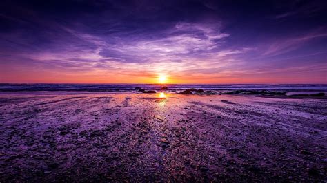 Beach Shore Ocean Nature Sunset Clouds Sky Coolwallpapersme