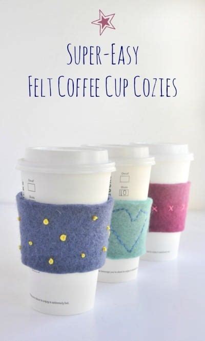 Felt Embroidered Coffee Cup Cozies Craftwhack