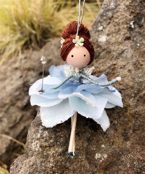 Handmade Fairy Ornament Flower Fairy Doll Winter Blue Fairy Etsy