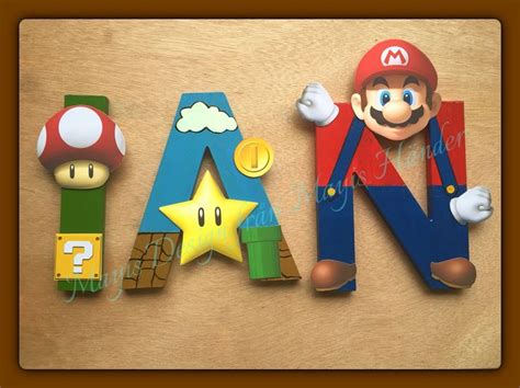 Mario Bross Letras Pintadas A Mano Painted Wooden Letters Decoracion