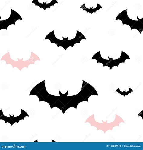 Halloween Pattern With Black And Pink Bats Stock Vector Illustration