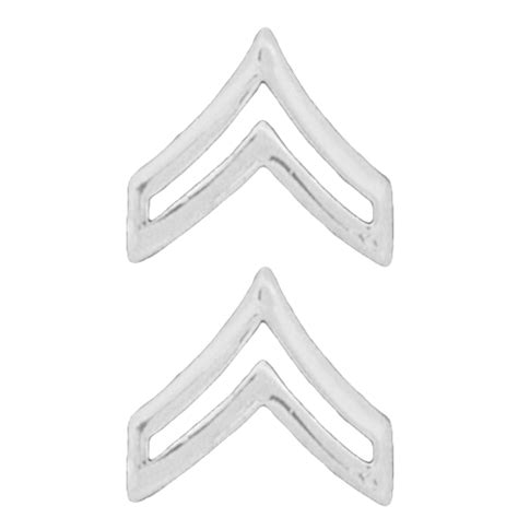 Premier P603 34 Metal Corporal Chevrons Military Style Silver Set Of 2