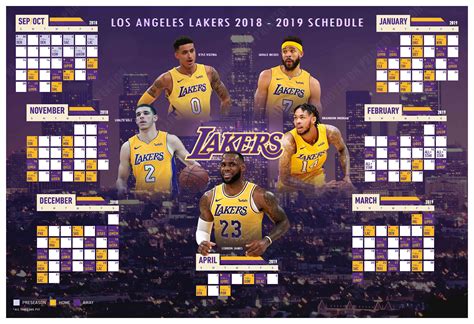 Los Angeles Lakers 2018 2019 Regular Season Schedule Poster Etsy