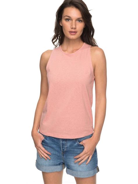 Red Womens Roxy T Shirts Just Simple Solid Tank Top Rose Tan Navigate Fp