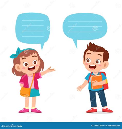 Happy Cute Kid Boy And Girl Dialog Stock Vector Illustration Of Child