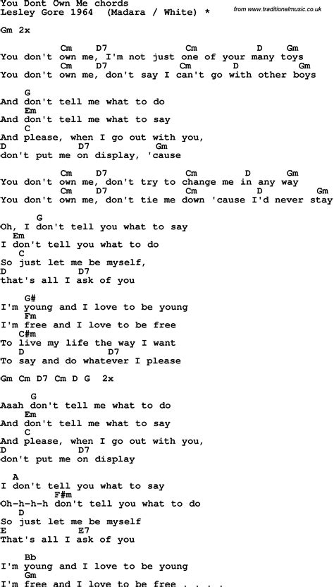 Song Lyrics With Guitar Chords For You Dont Own Me Ukulele Songs Ukulele Chords Guitar Chords