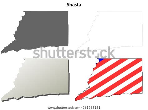 Shasta County California Outline Map Set Stock Vector Royalty Free