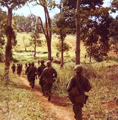 Soldiers Of The 4th Infantry Division On Patrol Vietnam War Vietnam