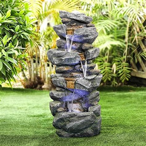 Fierre Shann Agoodping 40″ 4 Tier Pots Outdoor Garden Water Fountain