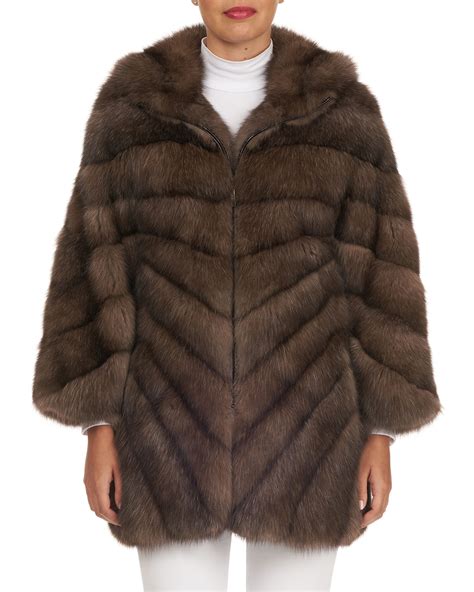 Tsoukas Russian Sable Fur Stroller Coat Neiman Marcus