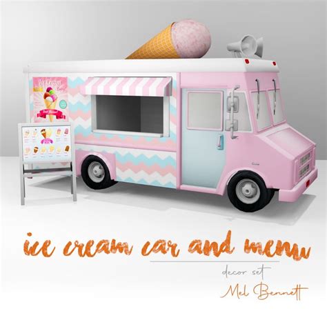 Sims 4 Ice Cream Car And Menu Mel Bennett Sims 4 Sims Packs Sims