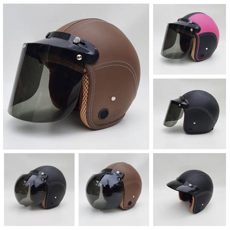 Helm bogo ini dibuat dengan bahan jenis abs yang kuat, selain itu juga nyaman untuk digunakan ketika menaiki motor kesayangan. HELM BOGO RETRO KULIT DEWASA KACA INJAK DATAR | Shopee Indonesia