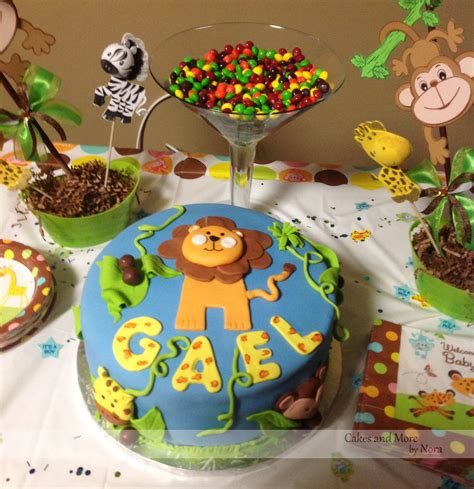 Created safari themed baby shower invitation and thank you notes. Jungle themed Baby Shower Cake - Cakes and More by Nora