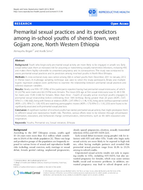 pdf premarital sexual practices and its predictors among in school youths of shendi town west
