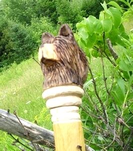 Northwoods layered wood marquetry bear head bust 1.5 keychain. Wood Carvings Hand Carved Bear Head Walking Stick Hand ...