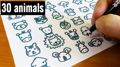 How To Draw 30 Animals Cute Doodle Kawaii And Easy Doodle For Kids