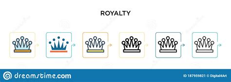 Royalty Vector Icon In 6 Different Modern Styles Black Two Colored