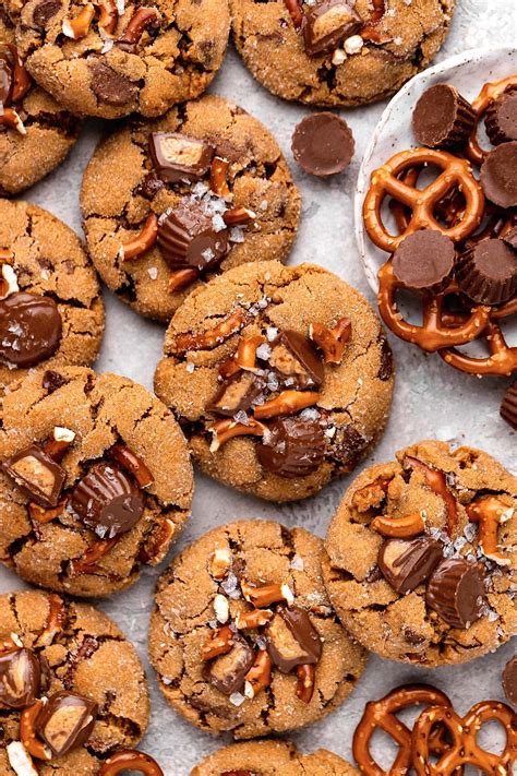 Salted Pretzel Peanut Butter Cup Cookies Two Peas And Their Pod