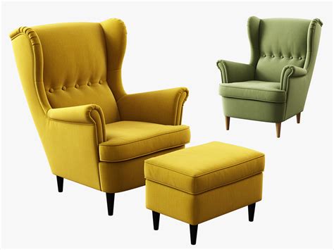 Ikea makes quite a variety of armchairs: 3d model ikea strandmon wing chair ottoman