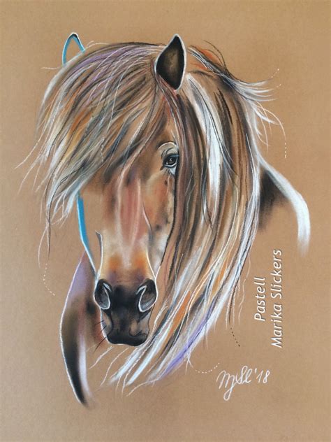 Isländer Pferd Pastell Pferdekunst Pony Equine Malerei Caballo