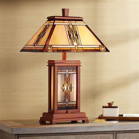 Walnut Mission Collection Tiffany Style Table Lamp 29553 Lamps Plus