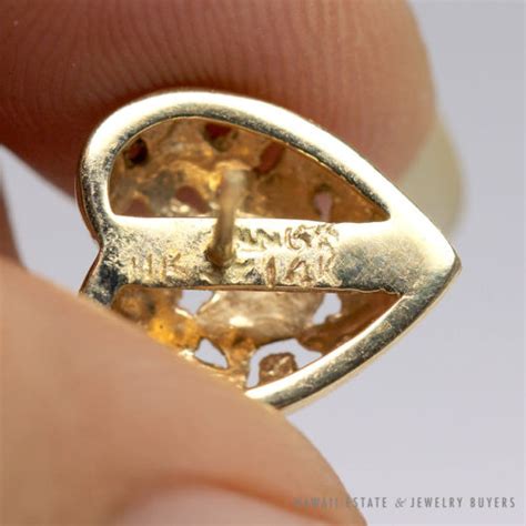 Ming S Hawaii Rare Hand Engraved Bird In Plum K Yellow Gold Heart
