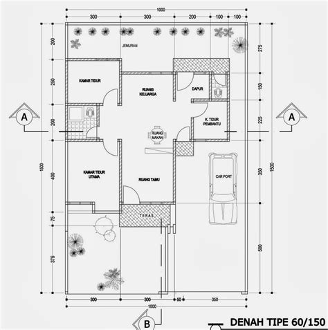 Denah rumah type 36 beserta tampak dan potongan arsihome. 2 Contoh Gambar Denah Rumah minimalis Type 60 | Desain ...