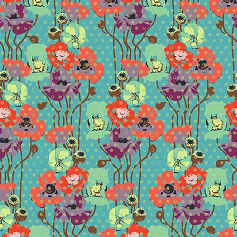 Anna Maria Horner Field Study Pwah050 Raindrop Poppies Candy Fabric By Yd