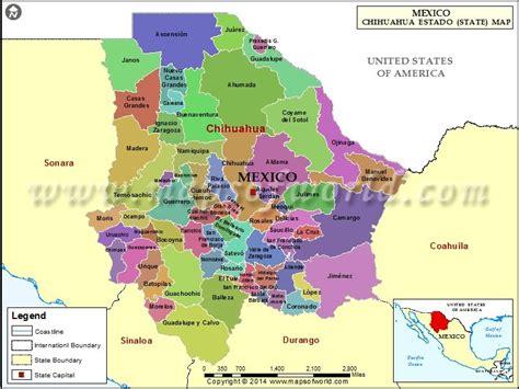 Map Of Chihuahua State Mexico Coastal Map World