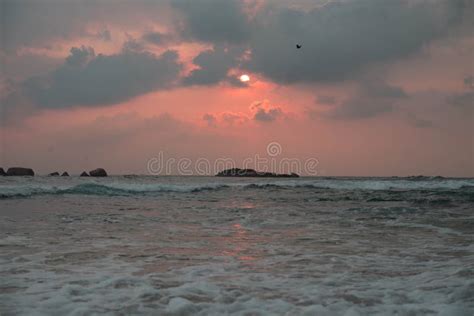 Indian Ocean At Sunset In Sri Lanka Stock Image Image Of Ahungalla